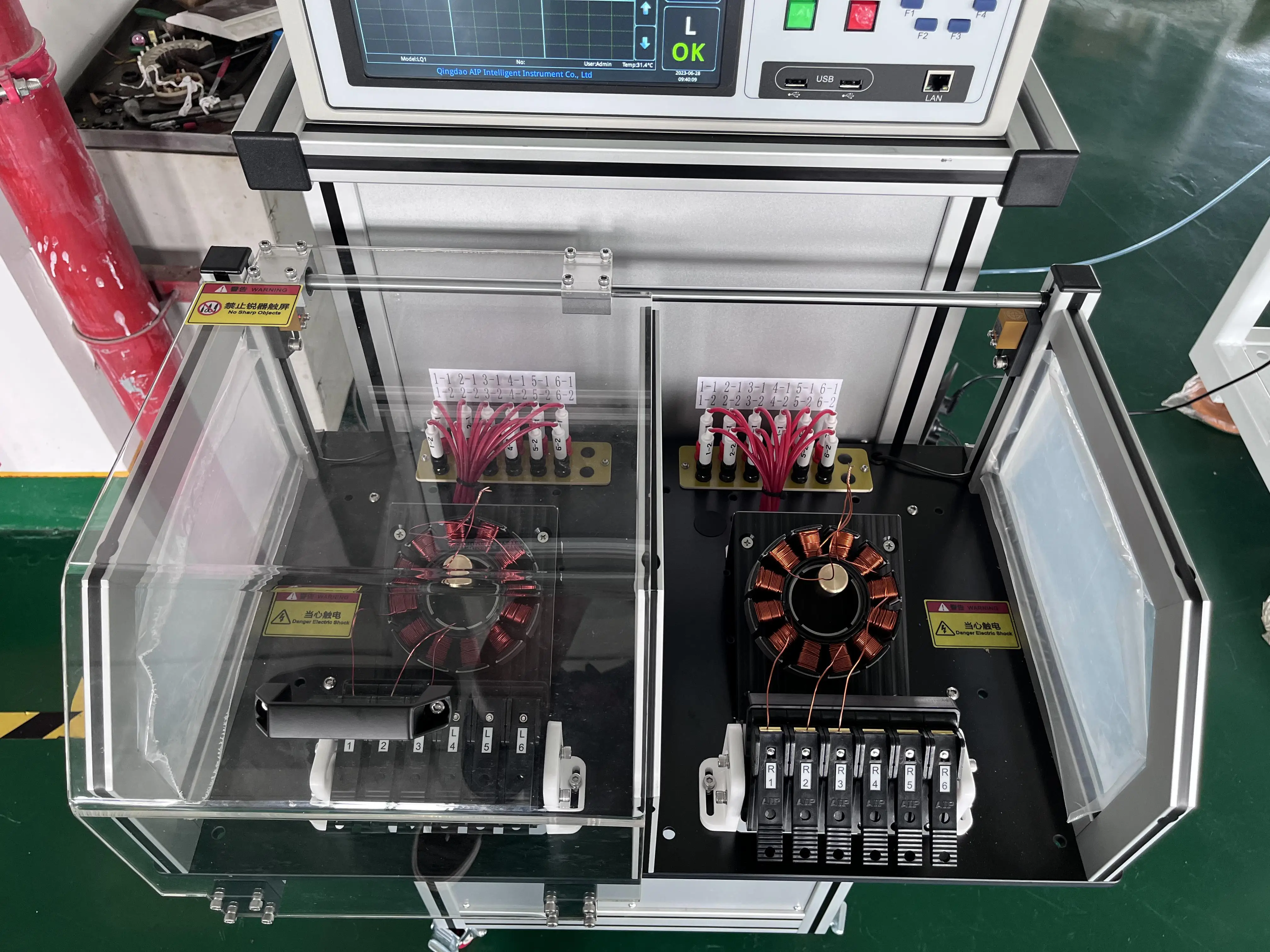 DR Air conditioner BLDC motor stator winding Electronic testing panel machine with 2 stations