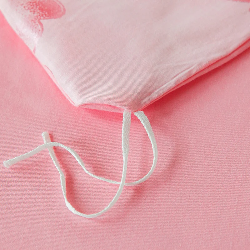 Smooth 40S 4-piece Quilt Cover Embroidery Edge Pink Luxury Bed Linen Cotton Sheet Bedding Set