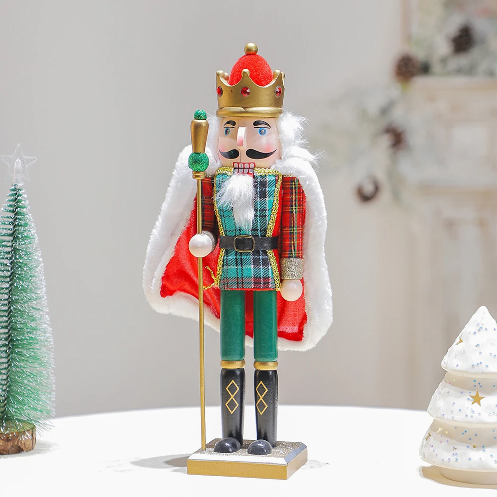 2024 New  Creative Christmas Walnut Gift Nutcracker Home Decor with British Soldier Doll Artwork Wood