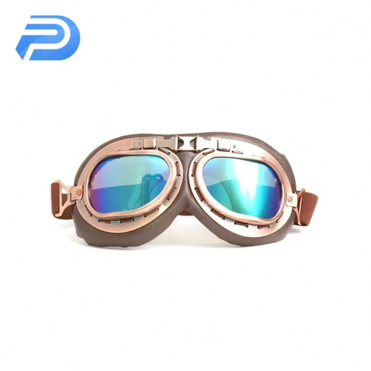 Cheap Retro Motorcycle Goggles Glasses Vintage for Pilot Steampunk ATV UTV Bike Copper Motorbike Helmet