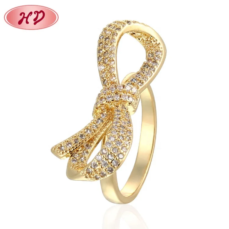 18K Gold Plated Wedding Rings Pictures AndPrices Bow Finger Delicate Not Changing Color Rings For Woman