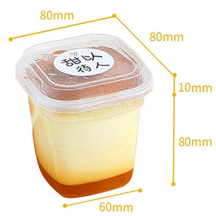 Customizable Pattern Disposable Plastic Pudding Cup with Lid and Spoon,PP Clear Sturdy Plastic Dessert Cup for Yogurt and Mousse