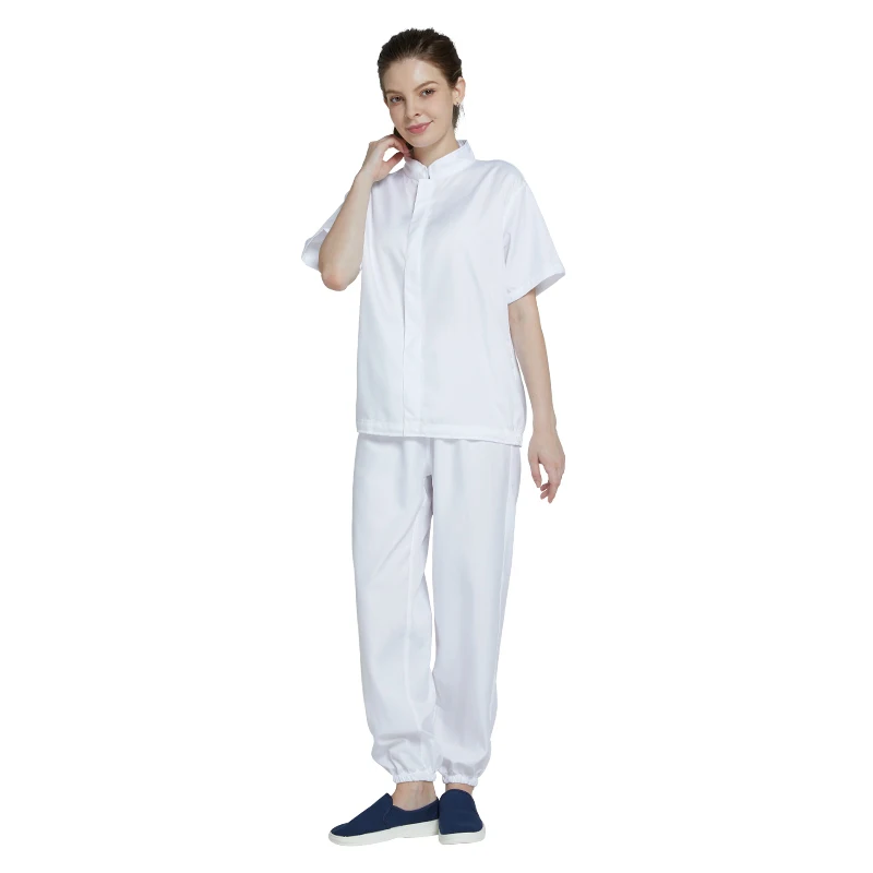 H-1106WF Short sleeve and long Sleeve Reusable Cleanroom Work Food Factory Uniform Clothes for Mills