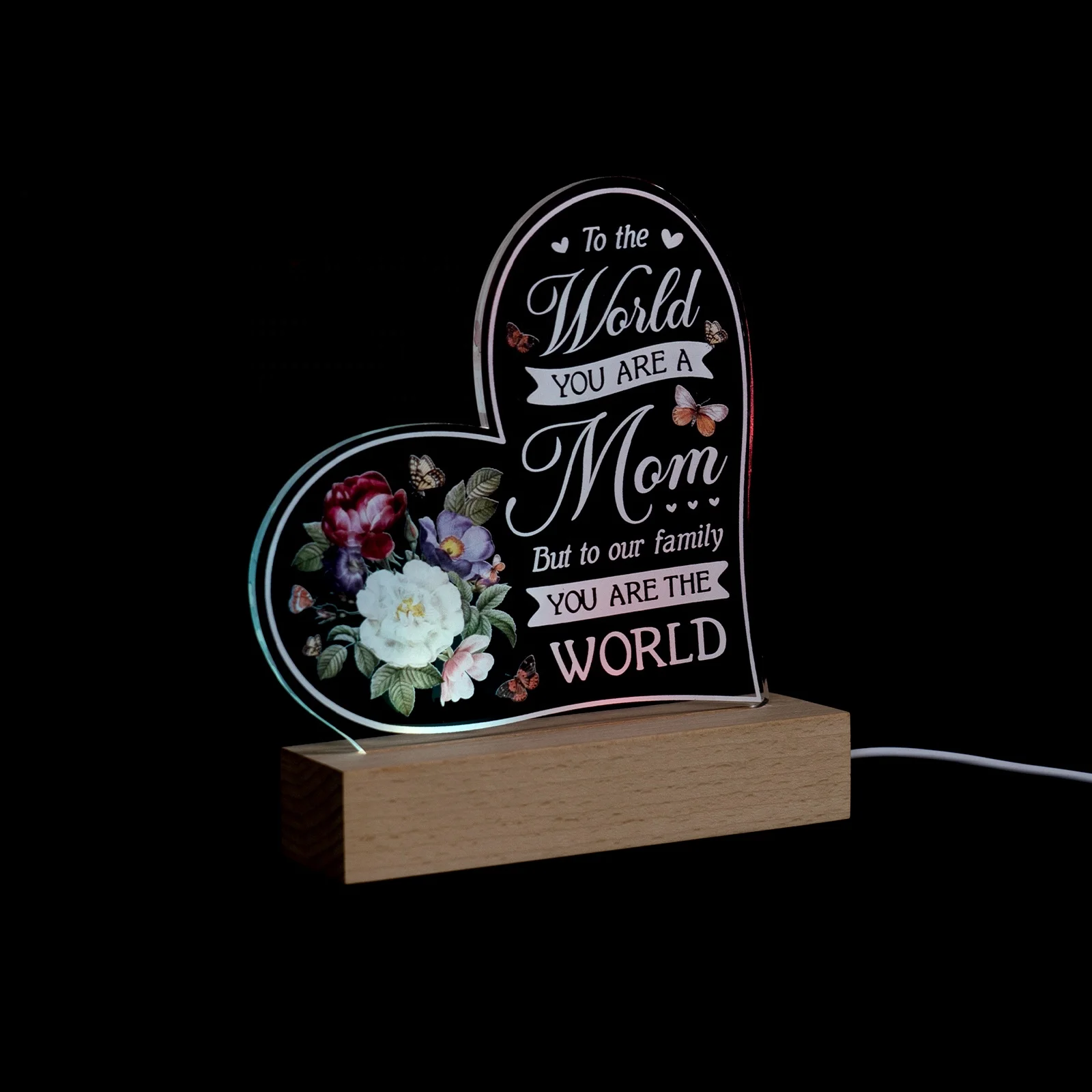 Rgb Beech Wooden Led Light Base Rectangular Oval Solid Wood Lamp Base For Diy Acrylic