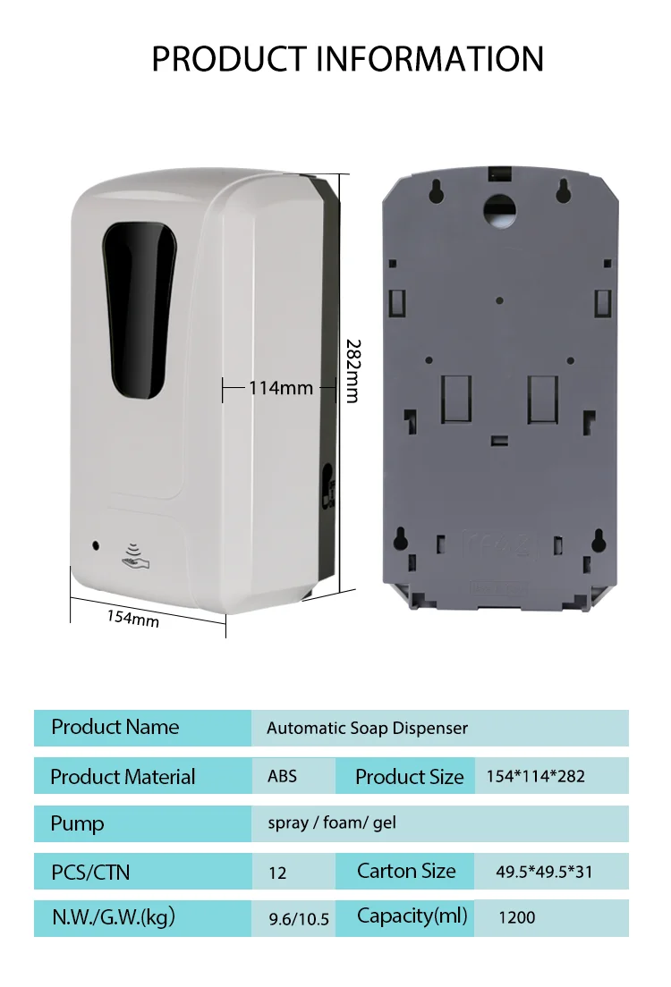 Large capacity 1000ml 500ml Automatic  liquid spray and foam  Bathroom Sanitiser sanitizing station automated soap dispenser