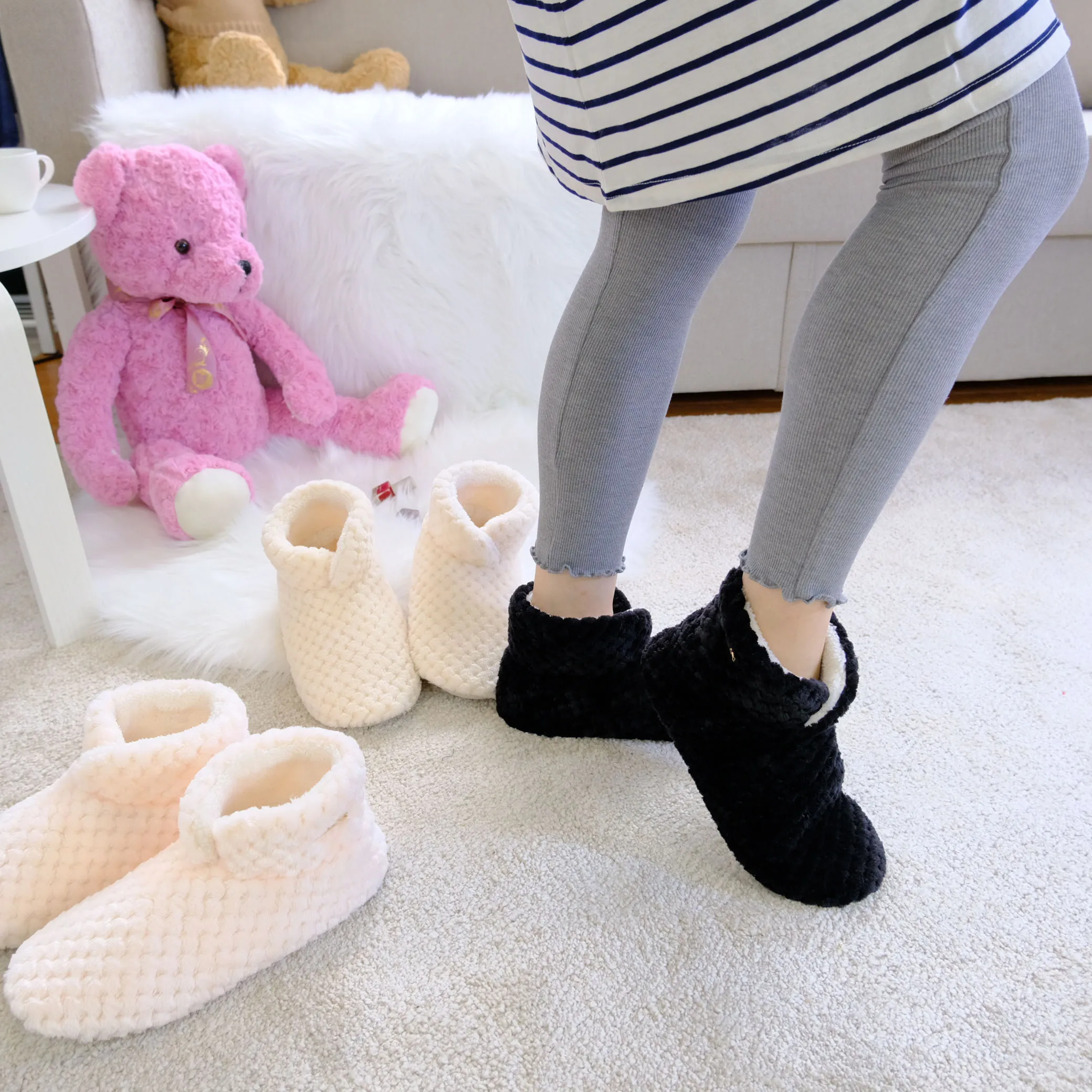 Slipper Boot Socks Calsetines De Mujer Boots 2021 New Arrival Easy to Clean Fashion Women EVA PU Coral Fleece Winter Pineapple