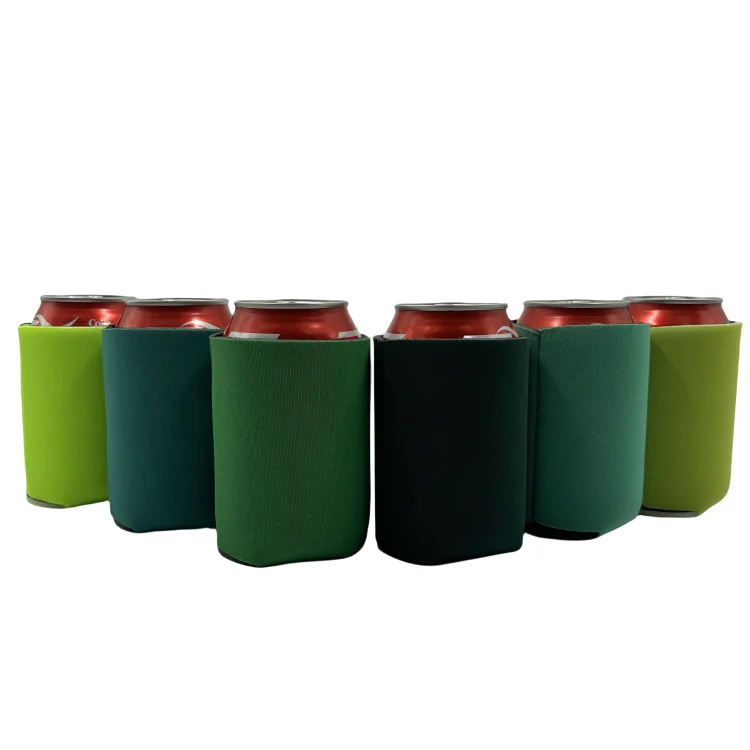OEM Can Cooler Sleeves Blank Poly Foam 12oz Can Coolers Collapsible DIY Print Customizable for Parties Weddings(Green Color)