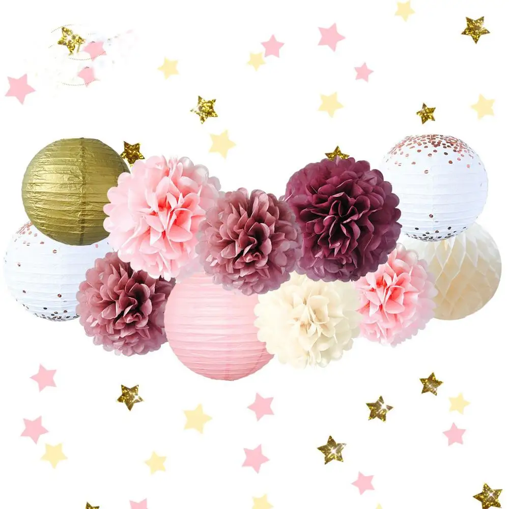 Розовые румяна розовые тканевые помпоны розовая Золотая фольга в горошек бумажные фонари золотые блестящие конфетти 50 г для свадьбы Дня Святого Валентина