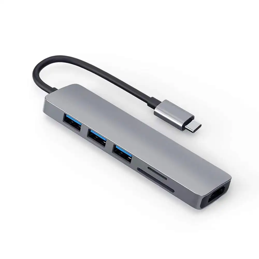 6 in 1 USB Type C Hub Adapter with 4K  Multiport Card Reader USB3.0 TF PD SD Reader All In One For PC Computer Accessories