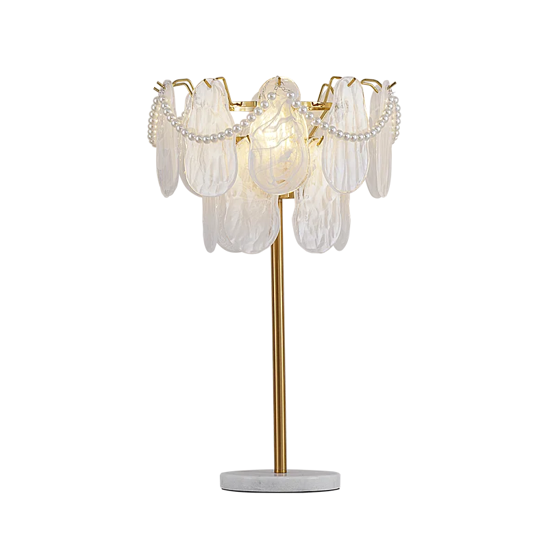 French Design Modern/Nordic Style Glass Leaves Fancy Pearl Crystal Table Desk Lamp AC Power LED/Bulbs Light Source Living Room