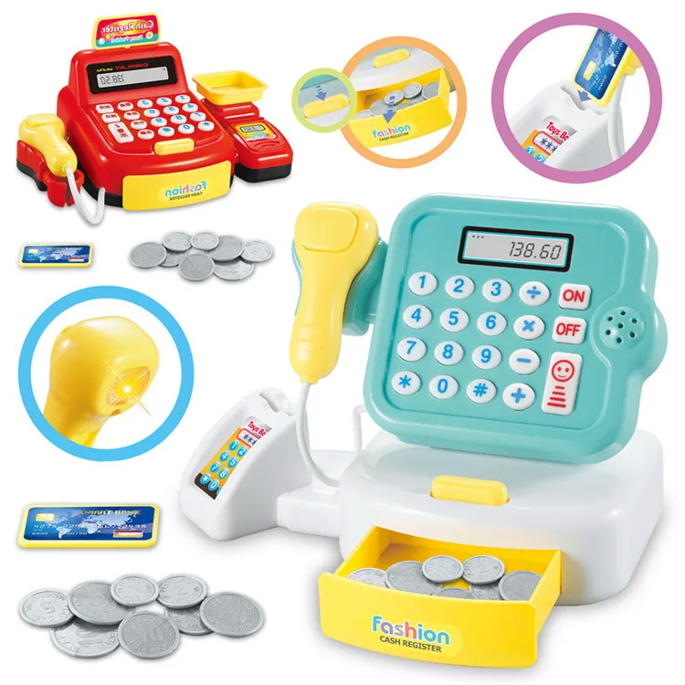 Cashier Toys Shopping Pretend Play Money Machine Supermarket Cash Register Toy for Kids