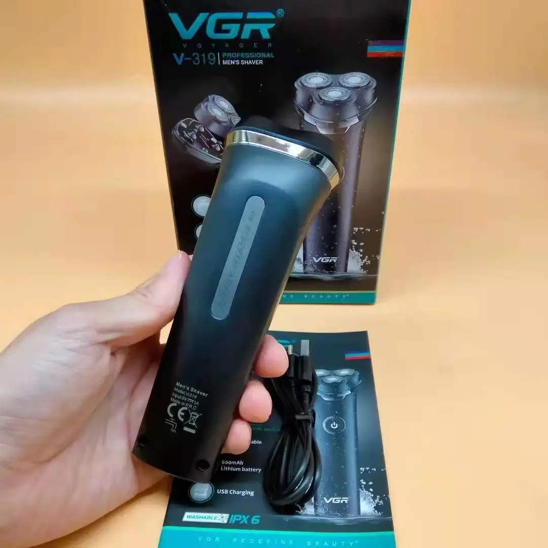 VGR V-319 Head Shaver Double Foil Shave Machine For Man Electric Rechargeable Razor Shaving Trimmer