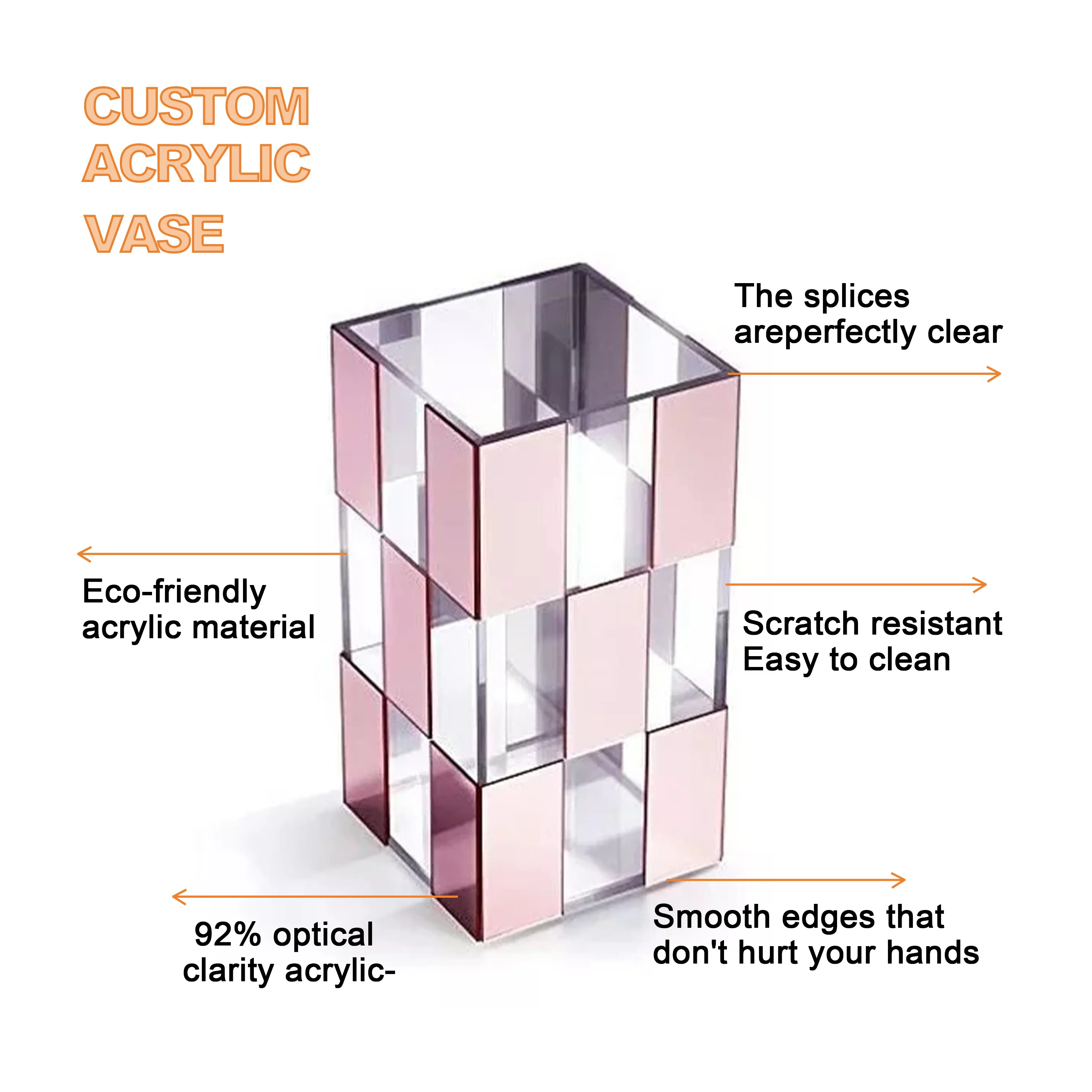 Custom Acrylic Lucite Bud Vase Tabletop Wedding Centerpiece and Home Decor for Wedding Parties Parties Flower Bouquet Vase