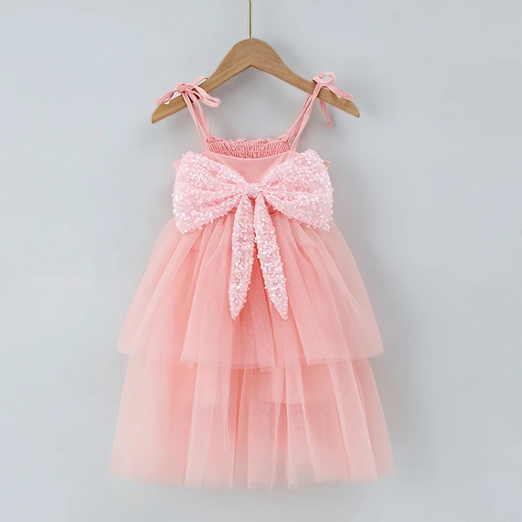 Toddler Girl Flower Birthday Tulle Dress Backless Bow Wedding Gown Kids Party Wear Princess Blue Dress Baby Girl Bowknot Dresses