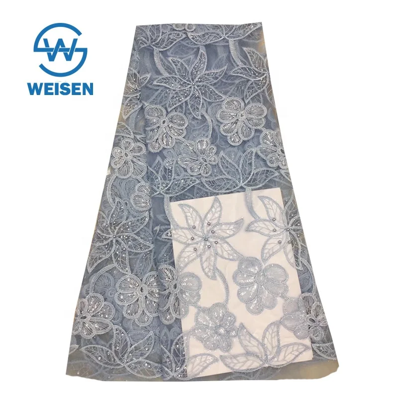 Organza Design Hole Lace African French Beaded Flower 2019 Fancy Embroidery Fabric