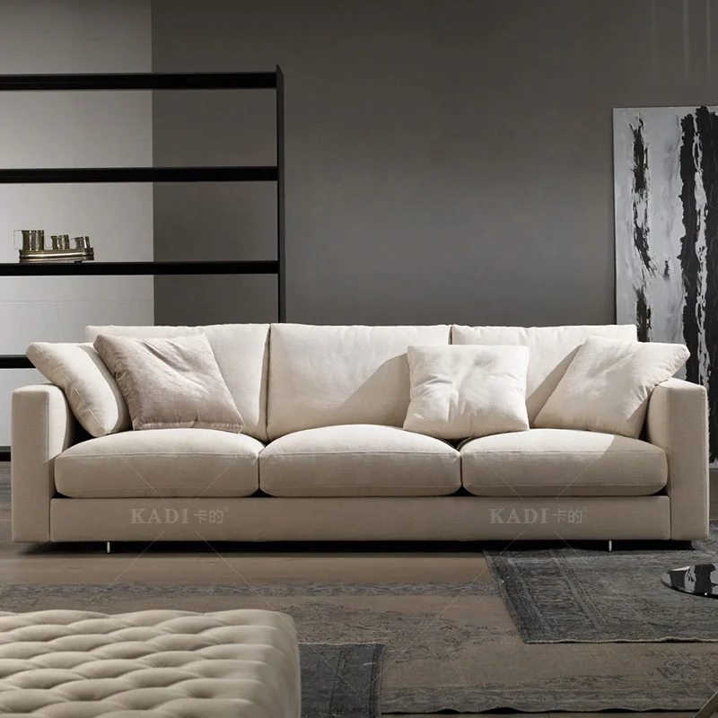 Italian Luxury Tufted Sofa Comfortable Cotton Feather Filling Sofa Stylish Modern Sofas Fabric Straight Shape in Square