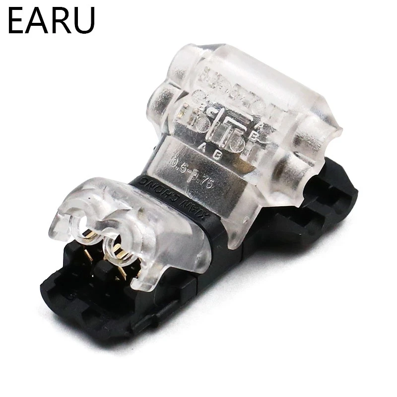 2 Pin 2 Way 300v 10a Universal Compact Wire Wiring Connector T SHAPE Conductor Terminal Block With Lever AWG 18-24
