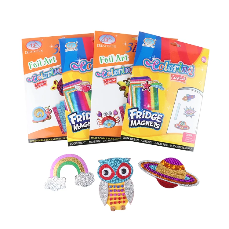 Custom Foil Fun Craft Colorful Sticker Transfer Painting Crafts for Kids Arts Crafts Fridge Magnet Toys