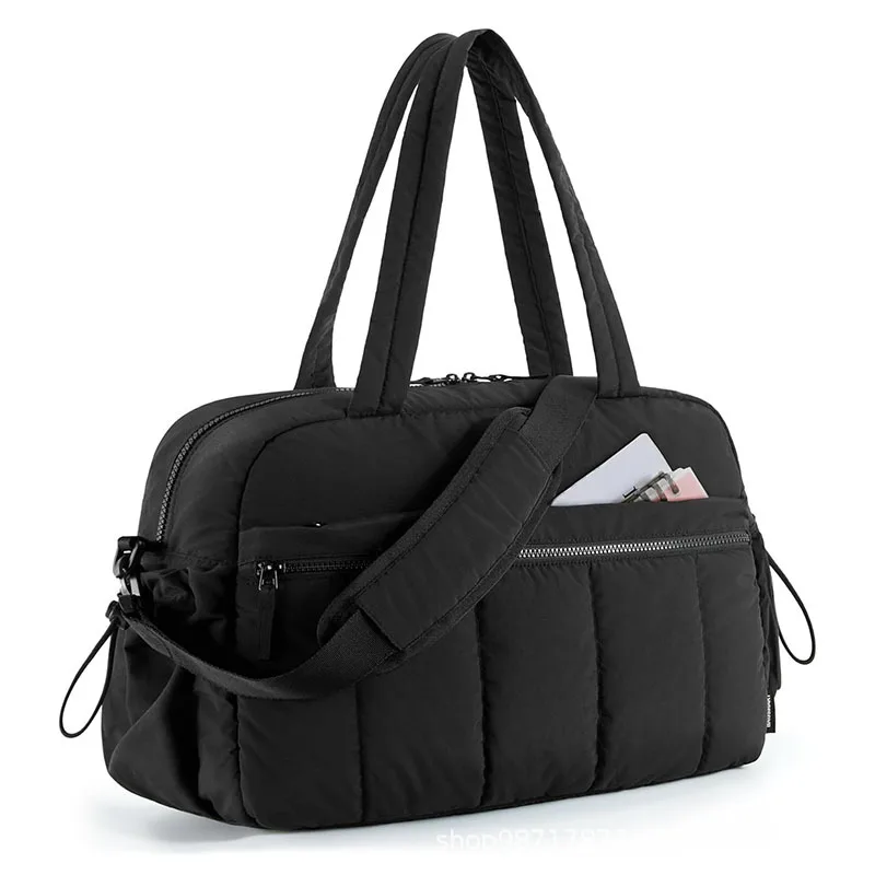 Women Large Capacity Quilted Nylon Duffle Bag Waterproof Travel Overnight Puffer Duffel Bag