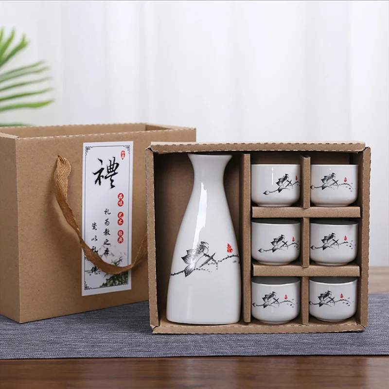 Personalized Artistic Ceramic Carafe and Cups Sake set