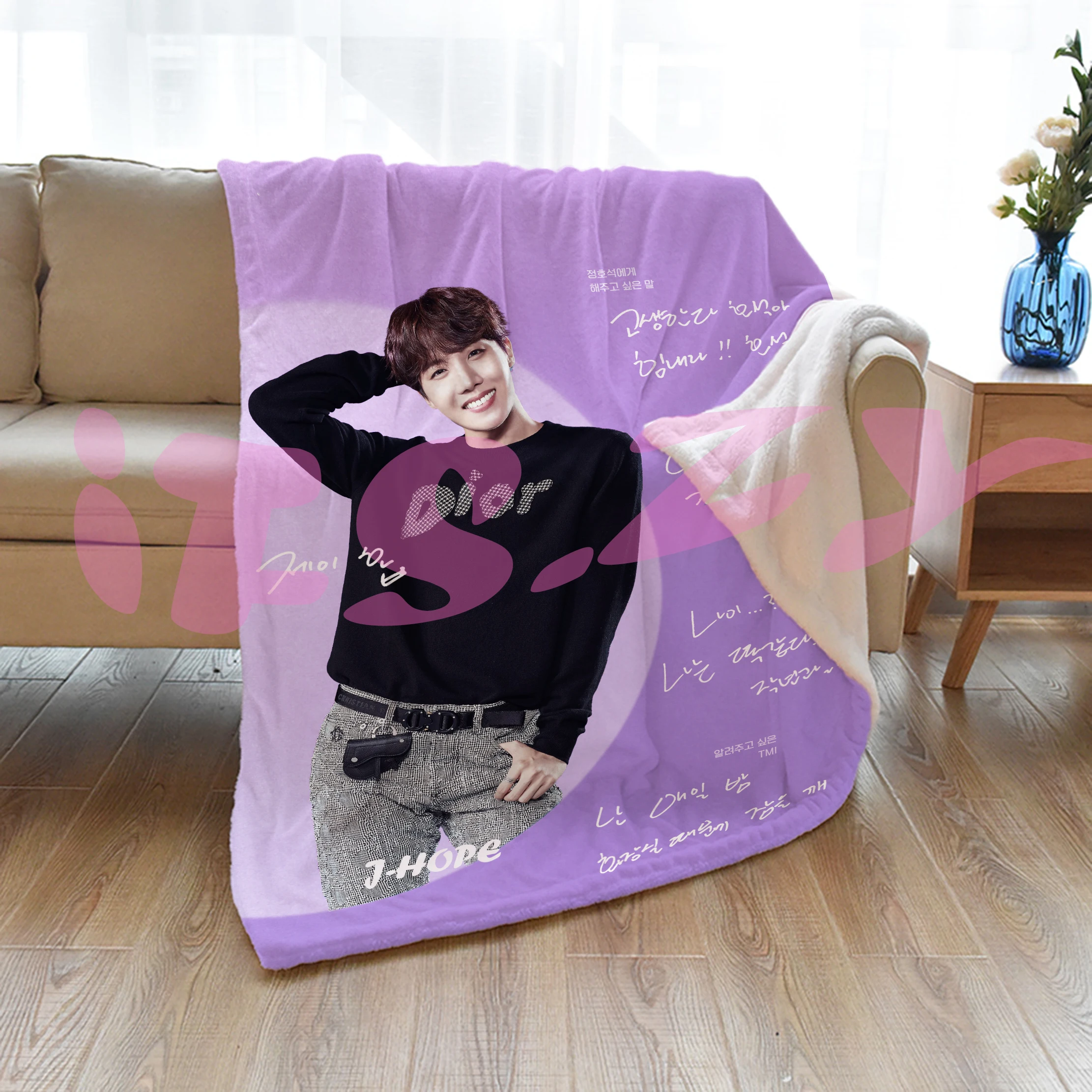 Customized 300GSM Flannel Blanket For Bed Walmart Fleece Throw Handsome Boy Pullover BTS Printing Blanket For Winter Flannel