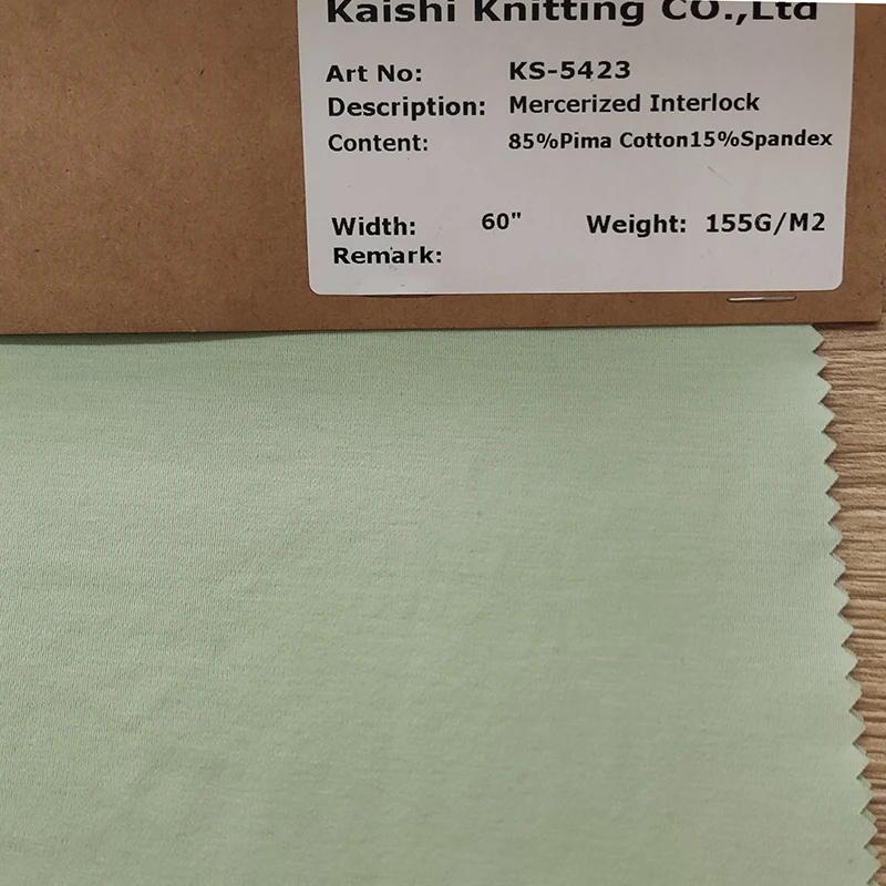 Оптовая продажа под заказ мерсеризованная интерлок 85% Пима хлопковая 15% спандекс трикотажная ткань для платья и рубашки