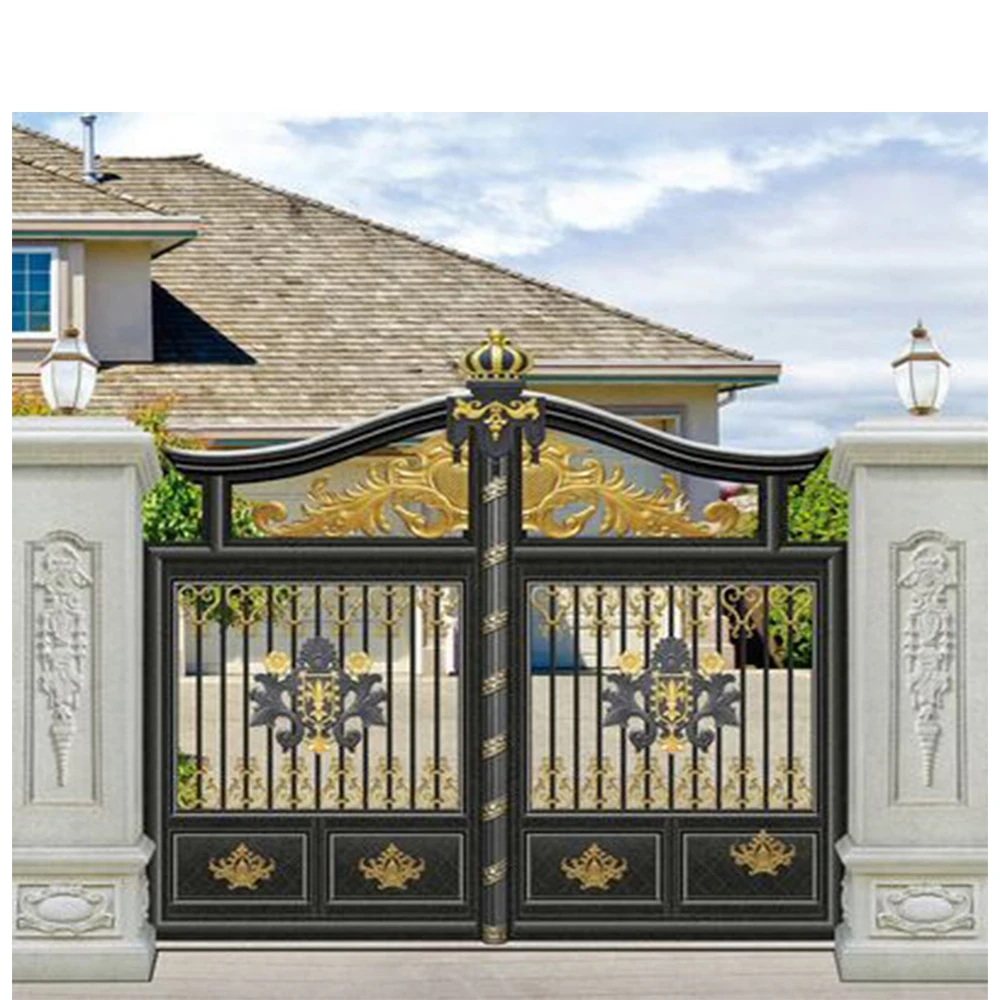 Automatic Double panels swing style  latest main gate designs decorative aluminum gates