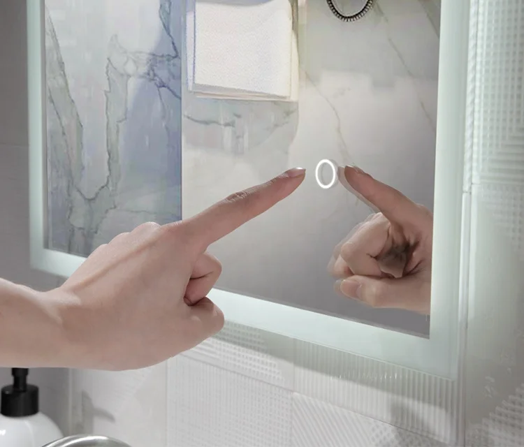 Furniture Home Square Led Light Mirror Glass Frame Bath Mirror Bathroom Led Large Vanity Bath Mirrors With Lights