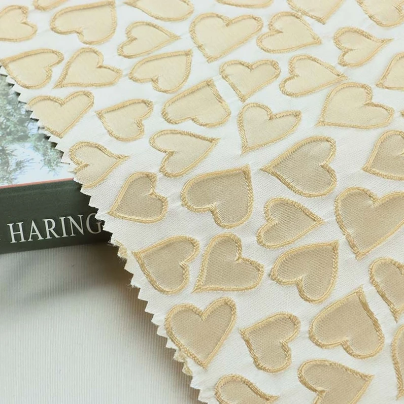 Heart Love polyester Material color woven jacquard fabric wallpaper