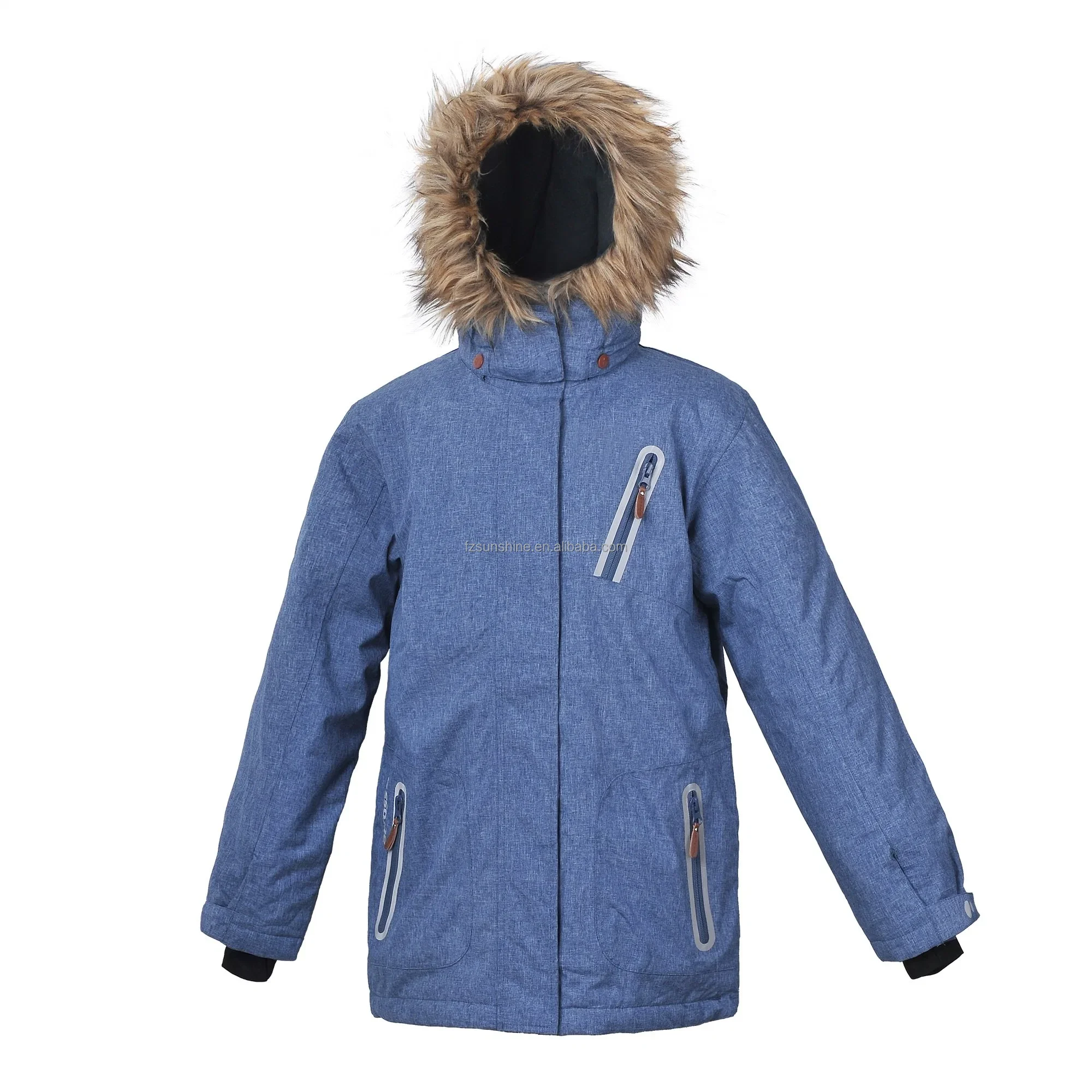 custom ski jacket children winter fur hood hooded jacket for girls and boys high quality ski jacket kids