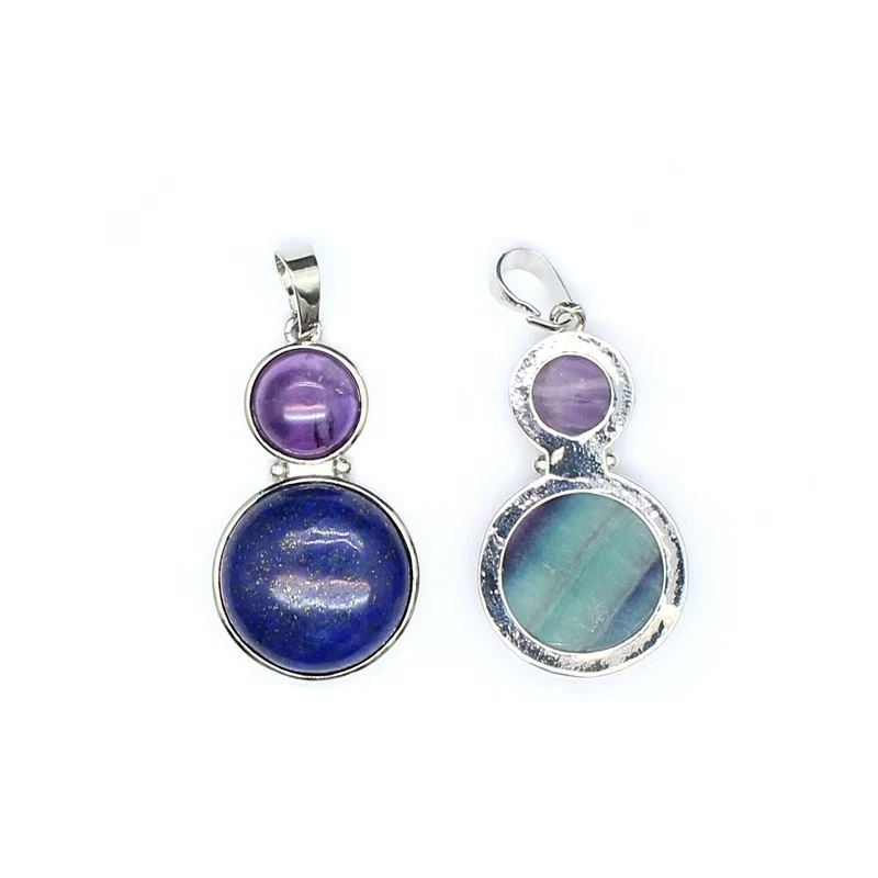 Fashion natural stone jewelry two stones pendant designs gourd shaped charm pendant DIY jewelry accessories pendant for necklace