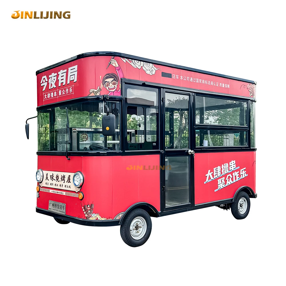 JINLIJING Wholesale Street Food Trailer Convenient Durable Stylish Look Bus Mobile Food Truck