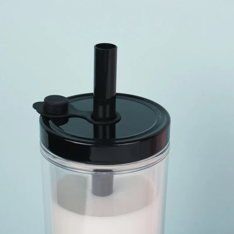 OEM Straight Clear Double Wall Reusable Boba Tumbler Cups 20 Oz Skinny Bubble Tea Plastic Cups With Lids And Straws
