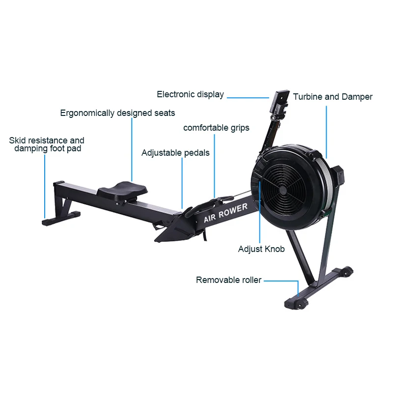 Bilink professional adjustable resistance air rower rowing machine for sale