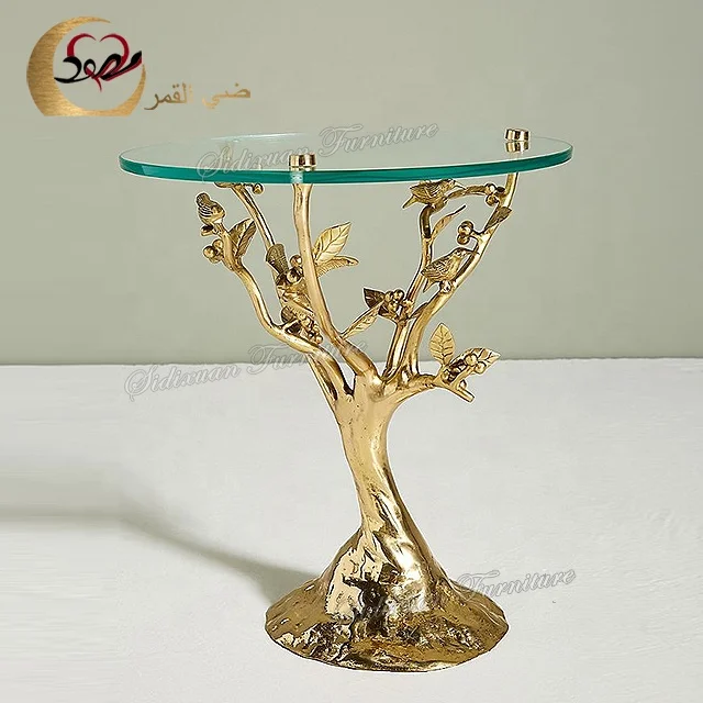 Lounge furniture brass tree dwelling side tables for living room modern