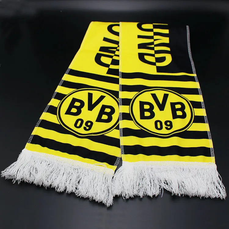 Hot Selling Customized Double Side Fan Jacquard Knitted Sports Acrylic Scarves 100% Polyester Soccer Club Football Fan Scarf