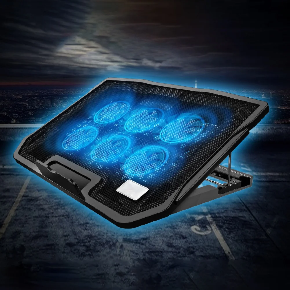 17 дюймов Регулируемая подставка для ноутбука кулер подставка Dual Usb игровой 6 охлаждения вентиляторы Охлаждающие подставки для ноутбуков