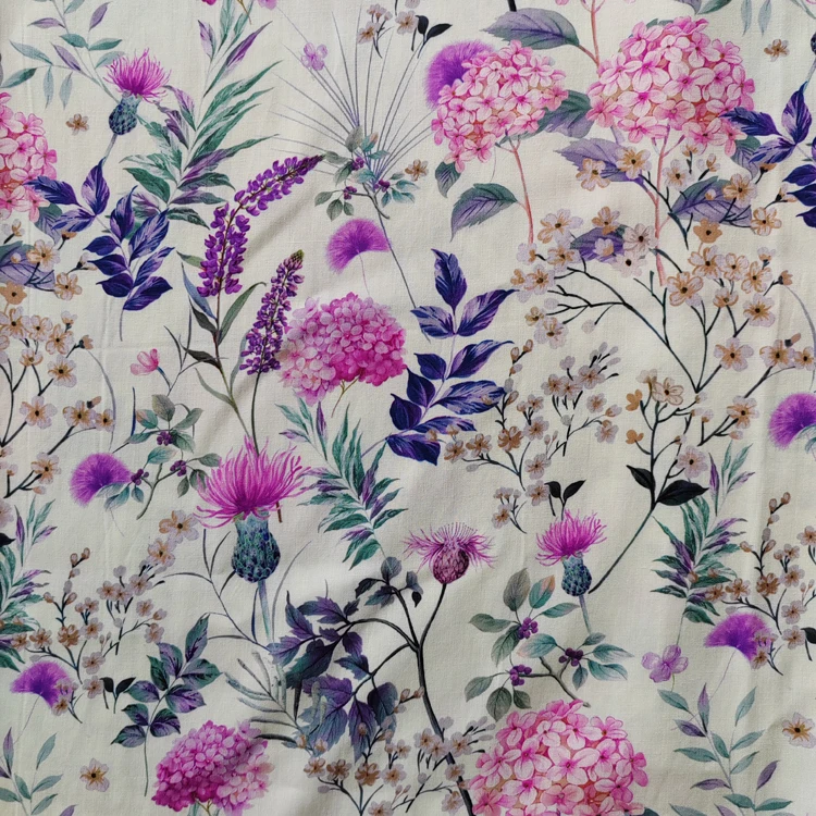 Digital Print Fabric Manufacturers China Textile Factory Dark Purple Polyester Rayon Digital Fabric For Clothing