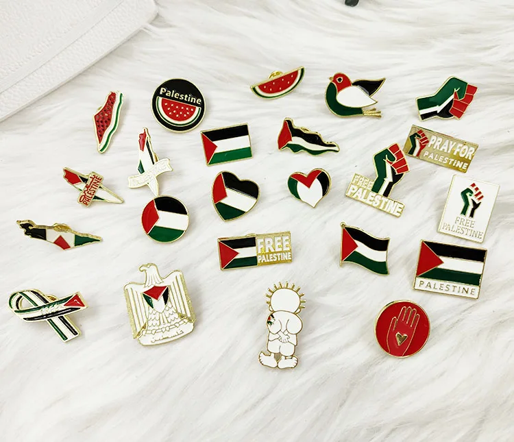 In Store  Palestine Watermelon Heart Map Scarf Handala Flag Pin  Palestine Enamel Pin Pin Badge