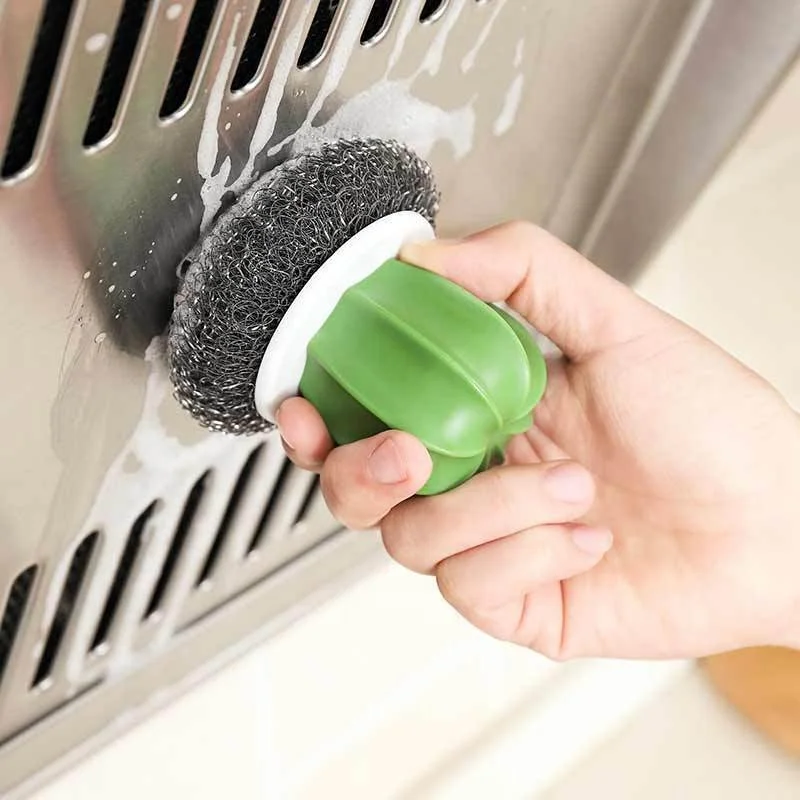 Cactus Biodegradable Cleaning Scouring Pads Scrubber Cloth Kitchen Sponge Scrubber Scourer Wipe Holder Sink with Handle