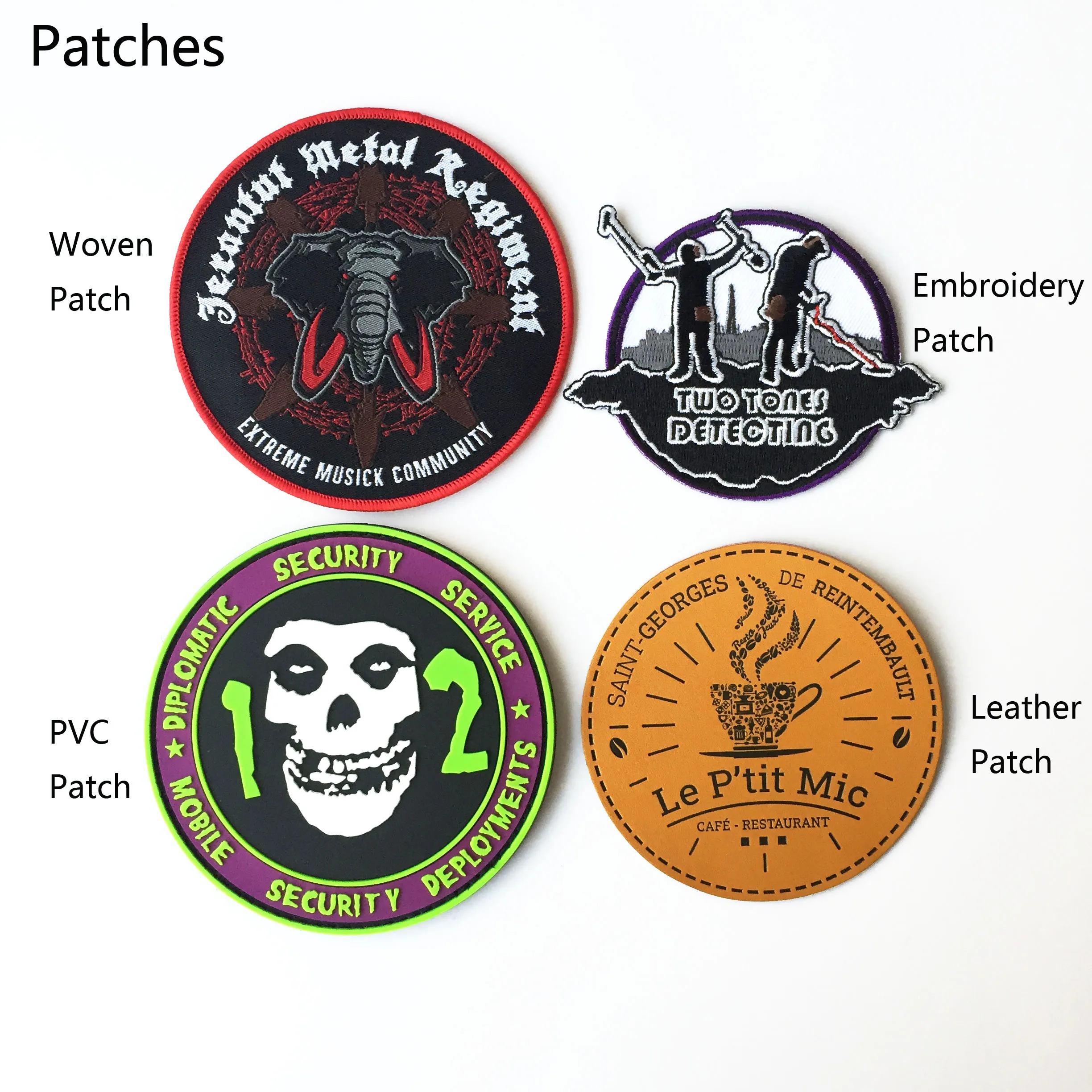 Custom Embroidery Woven Leather PVC Patches For Clothing