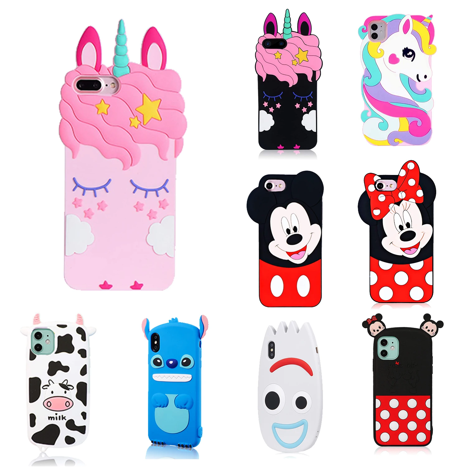 High Quality Unique Special Design Silicone Cute Cartoon Phone Case For Iphone Series X XR XS 11 12 Pro Max
