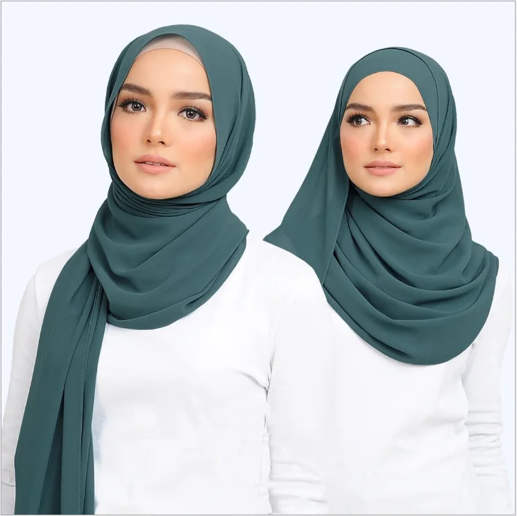 Cheap muslim lady chiffon headscarf women solid color scarf