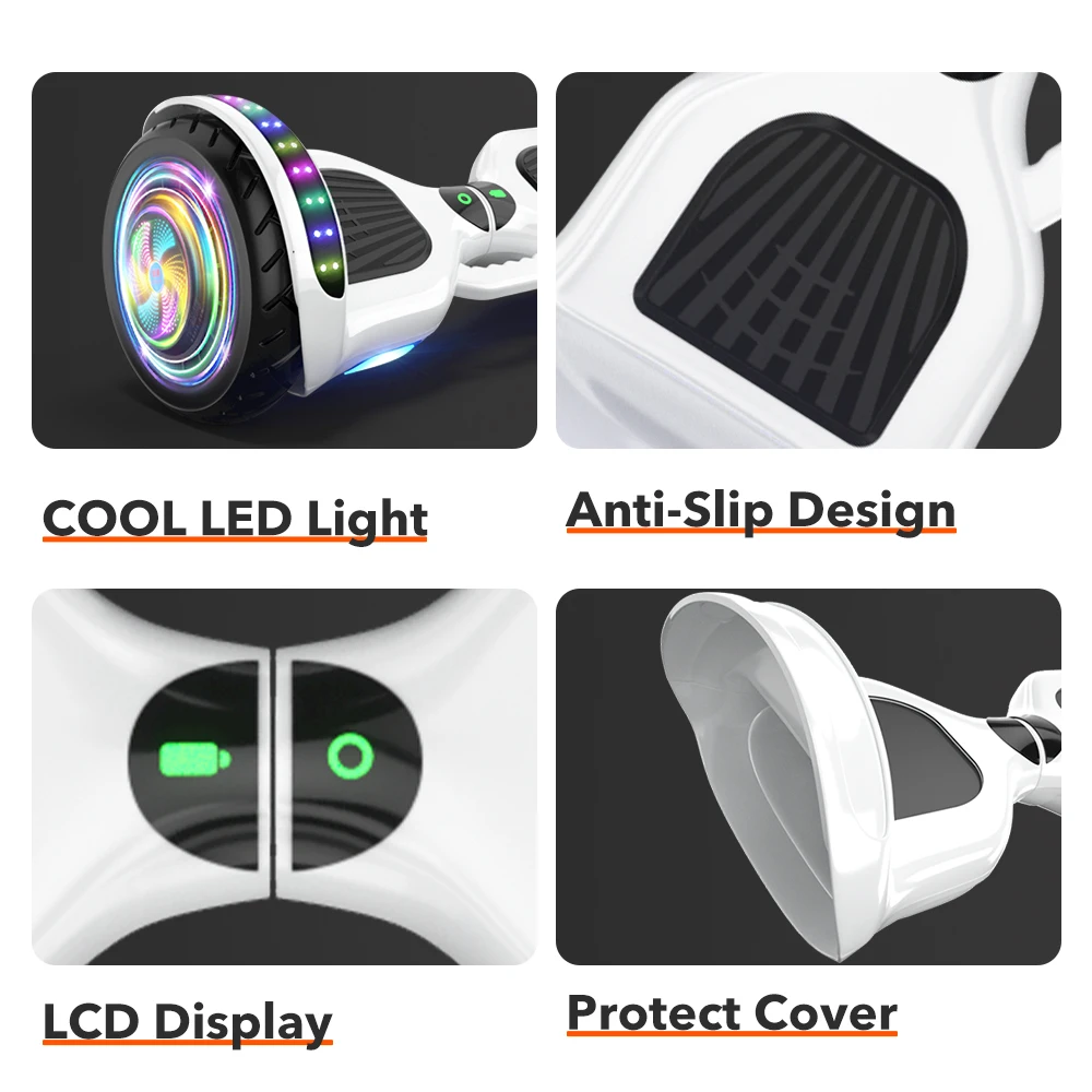 ZT 6.5 Inch Smart Self Balancing Adult Children Balance Scooter Led Lights Hover Board With BT