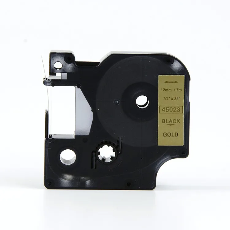 Совместимая стандартная этикетка Dymo D1 45023 черного цвета на золоте 12 мм для LabelManager