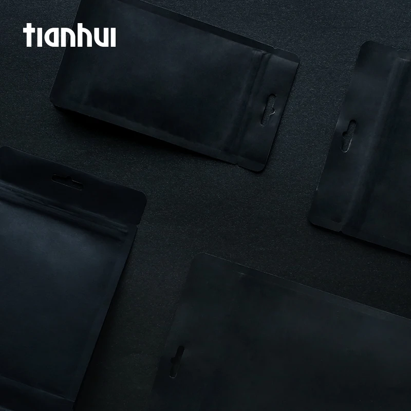 matte black bag ziplock valve kraft paper coffee tea bags