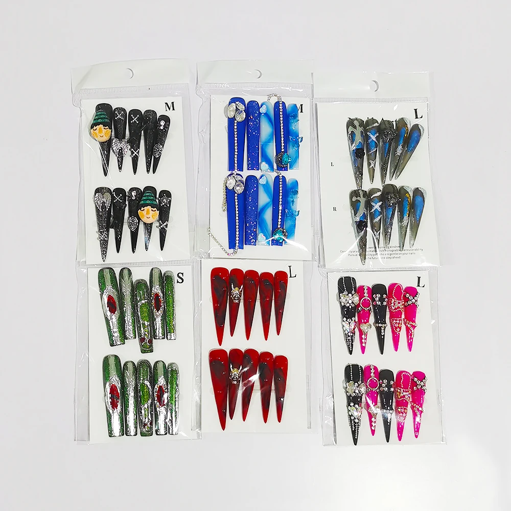 Super Long Random Design Size Wholesale Luxury Short Medium Long Nail Art Handmade Press On Nails