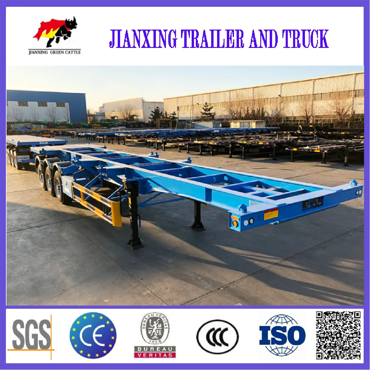 new Factory Price 3 Axles 40FT port skeleton semi trailer/40/53 ft expandable container skeleton trailers