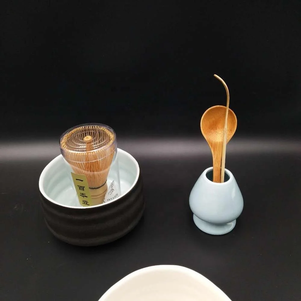 
2021 Best Japanese Matcha Bamboo Whisk with Spoon Paper Box Bamboo Case Plastic Free Packing Custom Logo 