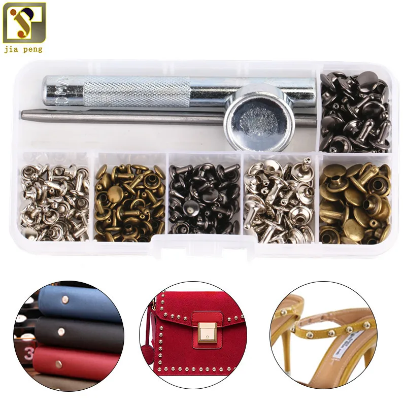 120 Sets/Pack Leather Repairing Decor Rivets of Metal Tubular Metal With Fixing Tool Kit